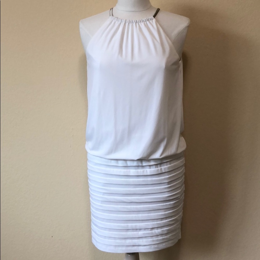 WHBM White blouson dress